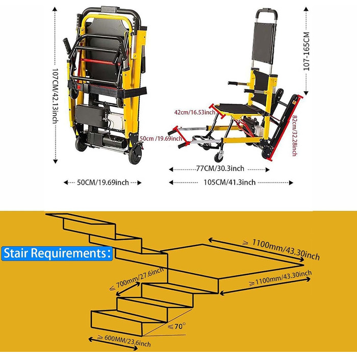 Електричні сходові підйомники для людей похилого віку, інвалідний візок з ручним підйомом по сходах для людей похилого віку з обмеженими можливостями, розбірне легке евакуаційне крісло для підйому