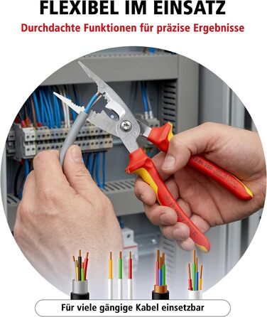 Кніпекс (KNIPEX) плоскогубці для електромонтажу VDE, 200 мм, 13 86 200 SB