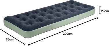 Надувний матрац Bo-Camp, велюр, Air-XL, 1 особа - 200 x 78 x 23 см, зелений/сірий