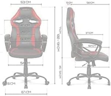 Ігрове крісло DRIFT GAMING -DR50BR- Професійне ігрове крісло, штучна шкіра, регульовані підлокітники, поршень класу 4, регульована висота, поперекова підтримка, чорне, червоне ігрове крісло