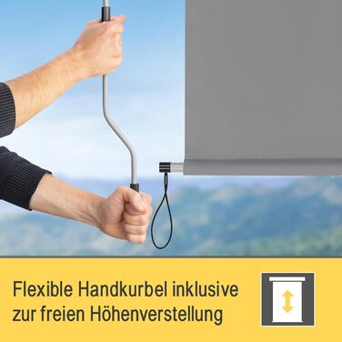 Вертикальний тент Sol Royal 180x250 см, тент MS5 міцний балконний щит для приватності, знімний ручний механізм, водовідштовхувальний сонцезахисний козирок для тераси, балкона, саду, всепогодний вертикальний тент, сірий 180x250 см