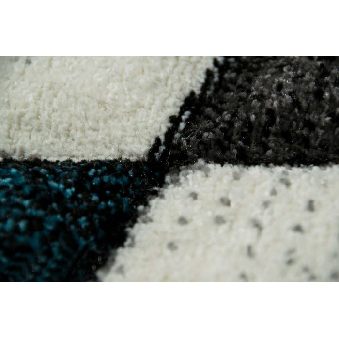 Сучасний килим з коротким ворсом для вітальні килим контурного крою абстрактний сірий чорний білий бірюзовий розмір 160x230 см 160