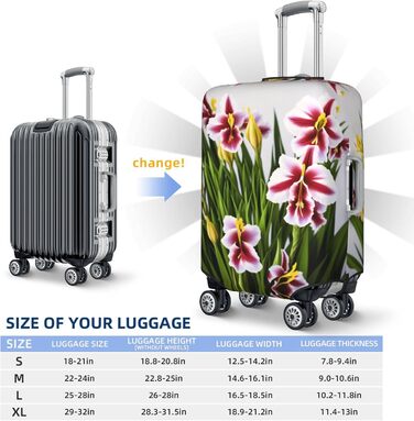 Чохол для валізи Gladiolus, міцний захист, підходить для багажу розміром 45,7 - 81,3 см, Чорний, Великий