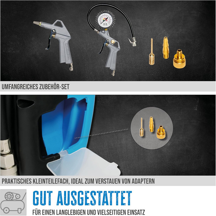 Компресор Gde Airpower 180/08 (безмасляний, малообслуговуваний, ремінний привід, 8 бар, 1100 Вт, ефективна продуктивність 140 л/хв