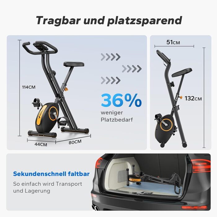 Велотренажер складаний MERACH Heimtrainer (жовтий)