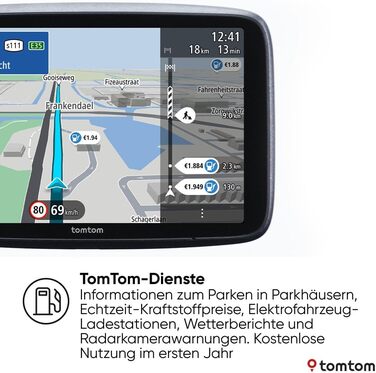 Навігаційний пристрій TomTom GO Superior (7-дюймовий екран, уникнення заторів завдяки TomTom Traffic, оновлення карт світу, швидке оновлення через Wi-Fi, наявність паркувальних місць, ціни на пальне) 7-дюймовий одинарний