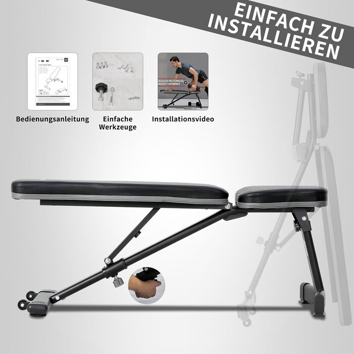 Збільшена складна багатофункціональна лава для силових тренувань ISE з 6-позиційною регульованою спинкою, жим лежачи, тренувальна лава для всього тіла, домашня фітнес-лава SY-5021