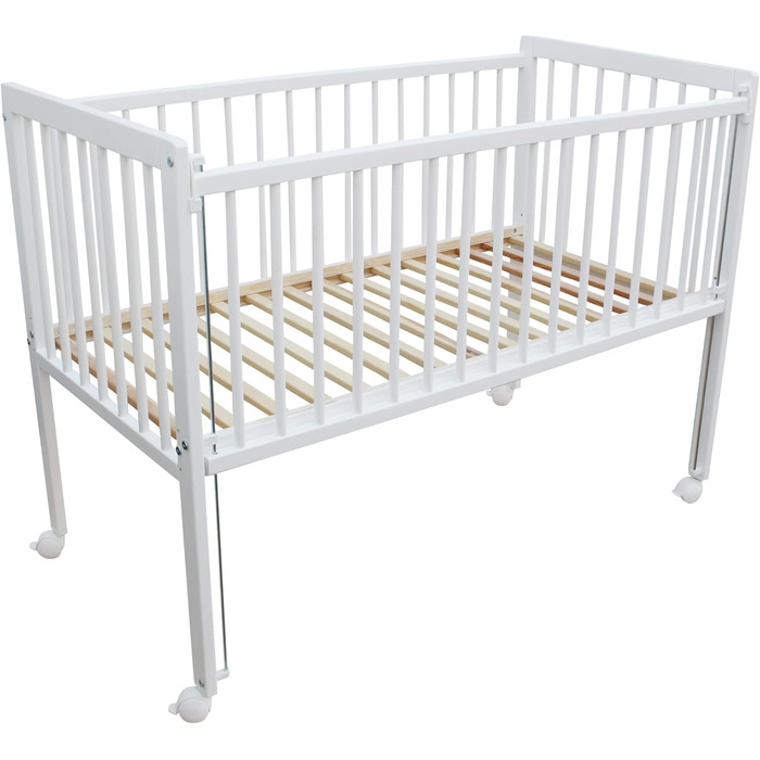 Дитяче ліжко/Біле ліжко/Ліжко для малюків 2-в-1 Micoland 120x60 см з матрацом білого кольору