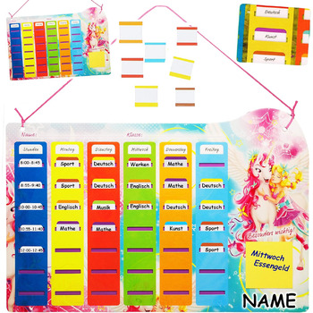 Розклад/Щотижневий планувальник/Дошка для записів - чарівний єдиноріг і фея - в т.ч. ім'я - з 77 шт. ами Дошки для запису - кліпса прозора - Exta. ука - з ІМ'Ям