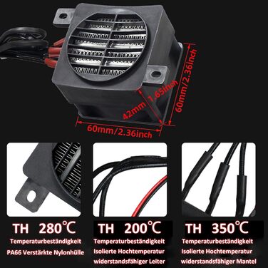 Вентилятор обігрівача PTC 200 Вт, повітряний обігрівач PTC, автомобільний вентилятор PTC, обігрівач постійної температури, нагрівальний елемент постійної температури 60 мм, PTCYADU