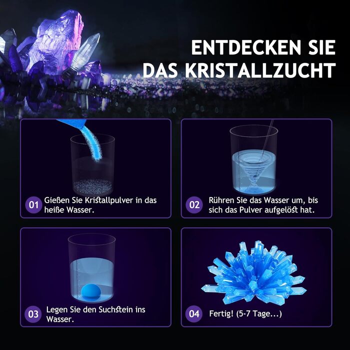 Дитячий набір для розкопок Japace, наукова іграшка STEM для копання дорогоцінного каміння, набір для розбиття геод, набір для вирощування кристалів, подарунки для хлопчиків та дівчаток, гірничий молоток