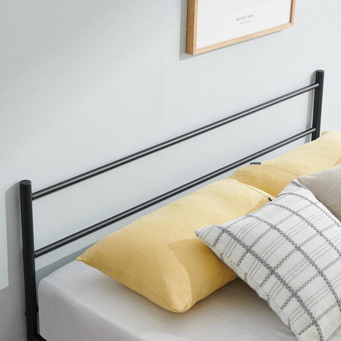 Каркас двоспального ліжка, ліжко, підходить для матраца 140 x 190 см, металеве ліжко, сучасний каркас ліжка, з узголів&39ям, каркас гостьового ліжка, для підлітків, спальня, чорний