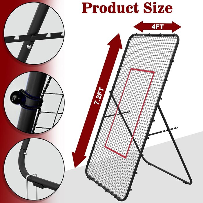 Волейбольна сітка LIANTRAL 2,2 × 1,2 м – тренувальне обладнання з зоною відбивання для лакросу, бейсболу та вправ, регульована для заднього двору, приміщення чи вулиці, чорна