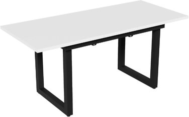 Розсувний обідній стіл Merax з металевими ніжками, прямокутний кухонний стіл для вітальні та їдальні, білий 140/180 x 80 x 75 см (розкладний) білий