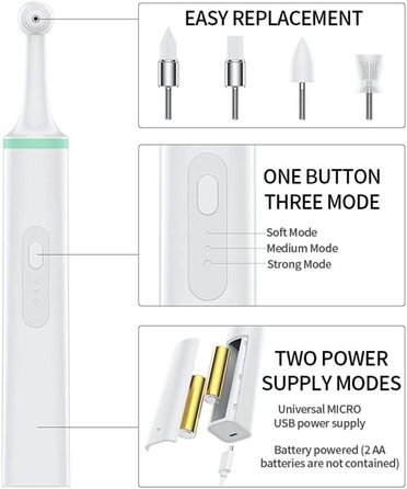 Портативна електрична зубна щітка Danive, 3 режими очищення, простий у використанні, 8 насадок для щітки, видалення зубного каменю, зубний наліт, подарунок (розмір зелений)