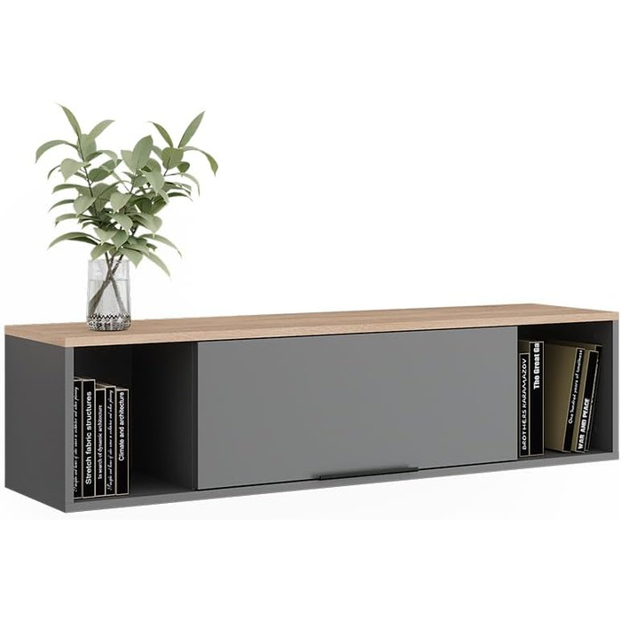 Настінна полиця Vicco Betti, антрацит/сонома, 120 x 30 см, для настінного кріплення, підходить для вітальні або офісу