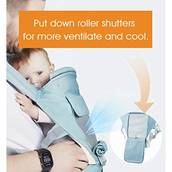 Ергономічна дитяча коляска з сидінням на стегнах, регульована на 360 градусів, мяка та дихаюча, може використовуватися цілий рік,