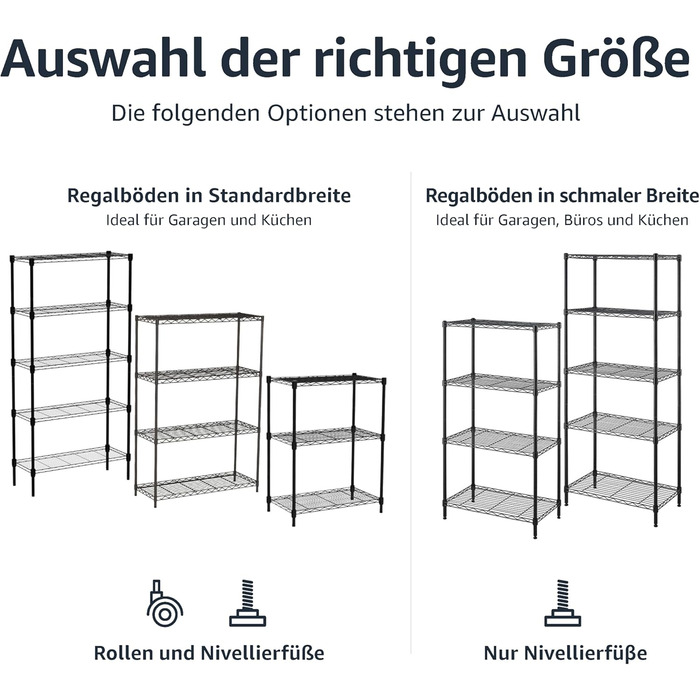 Вузька шафа для зберігання Storeo Basics з 5 полицями, регульованими по висоті полицями та ніжками, чорна, 60,1 x 35,6 x 152,4 см, без коліс Чорна 5 полиць 60,1 x 35,6 x 152,4 см Без коліс