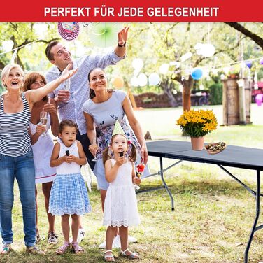 Великий розкладний стіл з імітацією дерева - розкладний садовий стіл, фуршетний стіл, кемпінговий стіл на 6 осіб - виготовлений з міцного пластику/алюмінію - стіл з текстурою дерева для використання в приміщенні та на вулиці - розкладний стіл