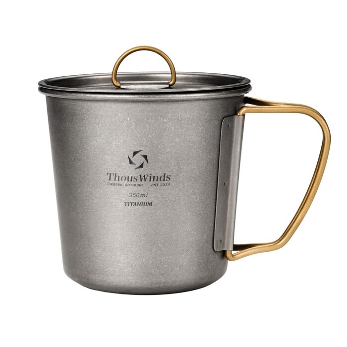 Титанова кружка Thous Winds для активного відпочинку 350 мл, титанова кемпінгова кружка з кришкою та складними ручками портативна кружка, легка кавова кружка для кемпінгу, походів, трекінгу, приготування їжі, пікніків