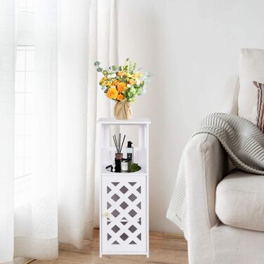 Невелика біла шафа для зберігання у ванній кімнаті, 3-рівневий окремостоячий органайзер з дверцятами, водонепроникна підлогова шафа для спальні, туалету, вітальні, офісу