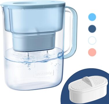 Глечик Waterdrop Lucid Water Filter Pitcher з 190-денним фільтром, 3,5 л, зменшує вміст фтору, хлору тощо, сертифікований NSF, без бісфенолу А, синій (замінний фільтр WD-PF-01A Plus)