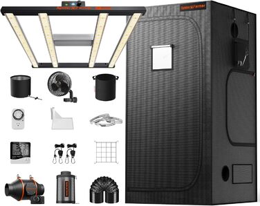 Повний набір коробки для вирощування Spider Farmer G3000 Світлодіодна лампа для рослин із повним спектром освітлення для вирощування з можливістю затемнення Набір намету для вирощування в комплекті Намет для вирощування 90x90x180 см із вбудованим канальни