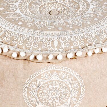 Пуф-табурет MARRAKESCH з бавовни, включаючи наповнювач, кругла підлогова подушка ø 50 см як східний декор (бежевий - білий)