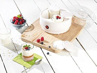 Йогуртова машина PEARL йогуртниця з 4 порційними баночками по 150 мл кожна, її можна мити в посудомийній машині (йогуртова машина, йогуртова машина, торговий автомат)