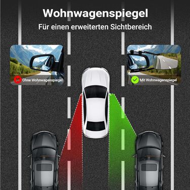 Дзеркала Wiltec для караванів, комплект із 2 універсальних зовнішніх дзеркал для караванів та кемперів з гумовими ремінцями, поворотні та складні плоскі дзеркала 1