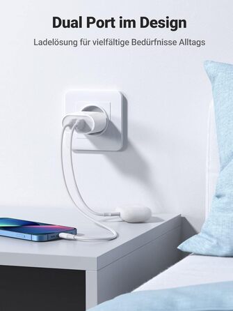 Зарядний пристрій 17W USB адаптер живлення 2-портовий 3.4A зарядний штекер з інтелектуальною технологією сумісний з iPhone 16/16 P