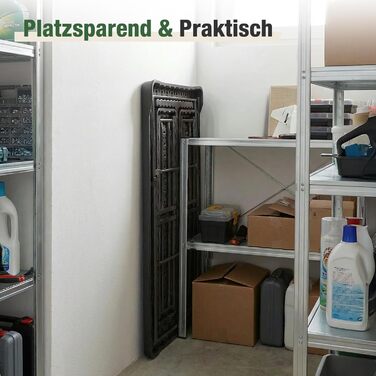 Складаний пластиковий пивний садовий набір Sekey Обідній стіл 113 x 61 см з 2 лавками для 4 осіб Набір для пивного саду для приміщень/вулиці Садовий комплект пивних столів (чорний) Чорний/113 см