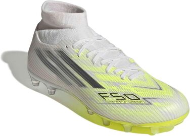 Футбольні бутси adidas F50 SPARKFUSION League Mid Cut FG/AG, жіночі, білі, залізні, жовті, високої роздільної здатності