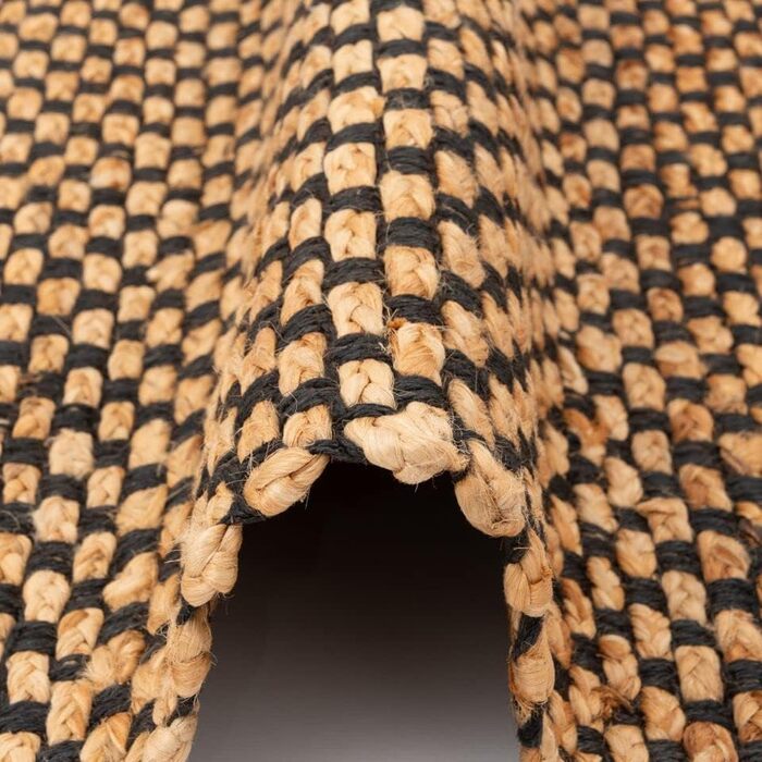 Пергамський джутовий килим Salsa Beige Black Строкатий - Ручна робота з міцного натурального волокна - Простий дизайн - Доступні р