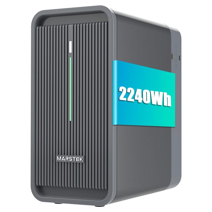 Модернізована балконна електростанція Marstek 2025 року з накопичувачем B2500, акумулятором LiFePO4 ємністю 2240 Втгод, 6000 циклів зарядки, макс. 1600 Вт на вході та 800 Вт на виході. Можливість розширення до 8960 Втгод, IP65, 0 ПДВ включено - Тільки для