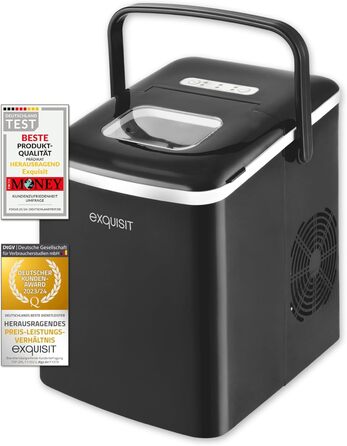 Машина для виготовлення кубиків льоду Exquisit EM 6002 sw Виготовлення кубиків льоду за 7 хвилин Бак для води 1,8 літра без підключення води Чорний кубики льоду Світлодіодний дисплей стану Низький рівень шуму