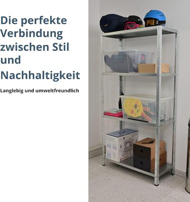 Комплект із 2 стелажів SCHULTE без болтів з 4 полицями PowerMAX, вантажопідйомність 65 кг, 180x90x40 см (ВxШxГ), оцинкований (стелажі для зберігання, стелажі для майстерні, стелажі для підвалу)