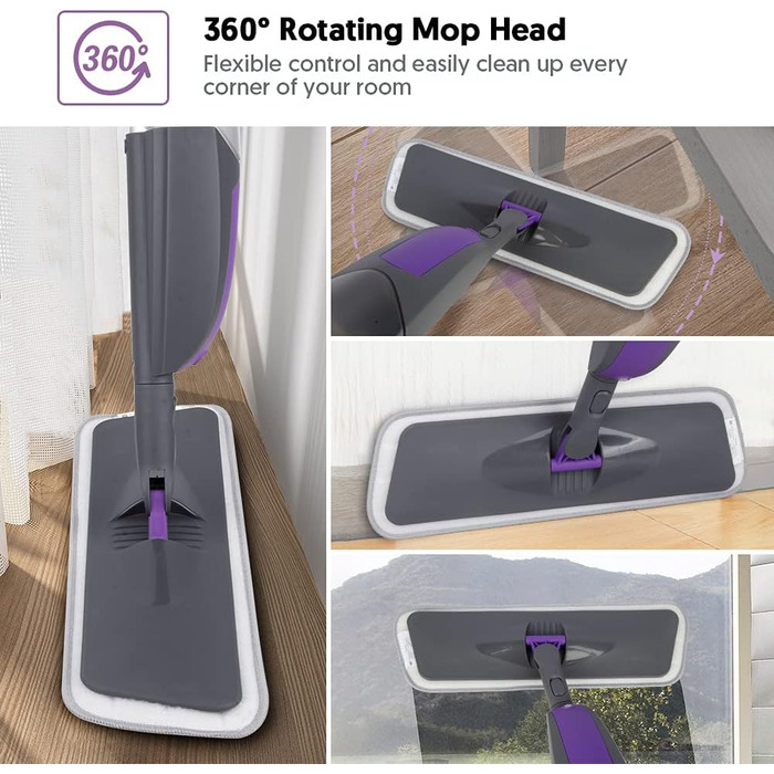 Швабра з функцією розпилення - HOMSIER Spray Mop Швабра для підлоги Швабра для швидкого прибирання з резервуаром для води 550 мл і