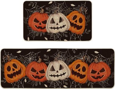 Модний павутинний килимок для кухні Jack-o'-Lantern Halloween набір з 2, миються декоративні кухонні килимки для внутрішнього і зо