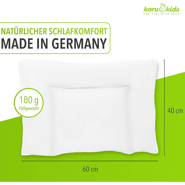 Дитяча подушка Koru Kids 40x60 см - 100 канадський пух - дитяча подушка 40x60 - можна прати при 60 градусах - Oeko-Tex - дитяча по