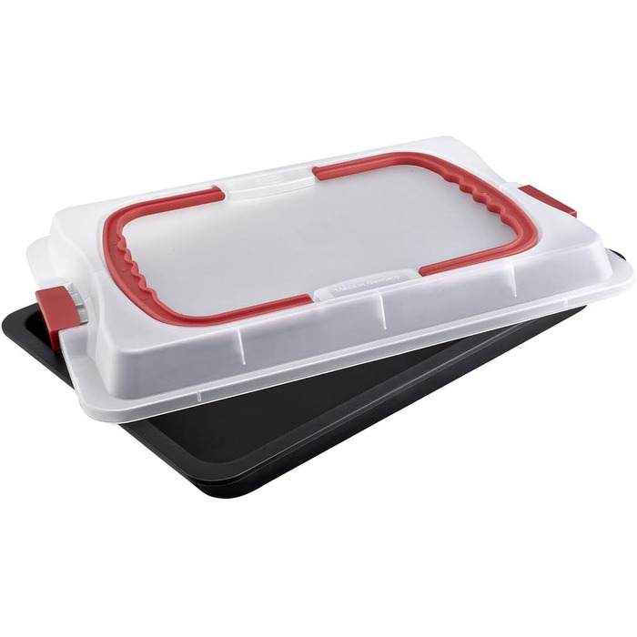 Деко для випічки Dr. Oetker Bake & Go з транспортувальною витяжкою 3в1 деко для випічки, зберігання та транспортування з антиприга