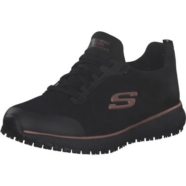 Кросівки Skechers Work Squad SR чорні з плоским в&39язанням та рожево-золотистою обробкою, 40 EU