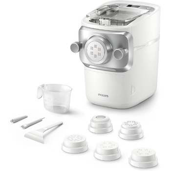 Автоматична хлібопічка для пасти Philips PastaMaker серії 7000, біла 8 видів пасти, 6 дисків для формування, LED-дисплей, без ваг