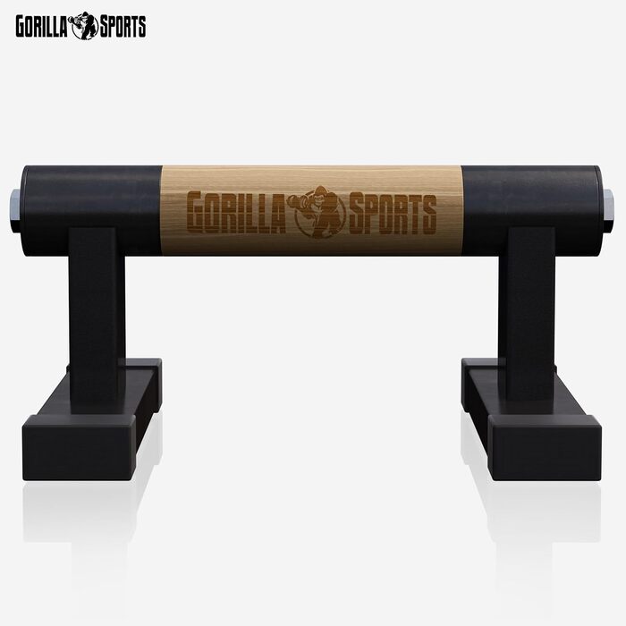 Ручки для віджимань GORILLA SPORTS - Комплект з 2 шт., виготовлені з дерева та сталі, нековзні, до 300 кг, включаючи сумку для перенесення - Спорядження для калістеніки, Паралети, Ручки для стійки на руках, Турніри для віджимань, Поперечини для віджимань