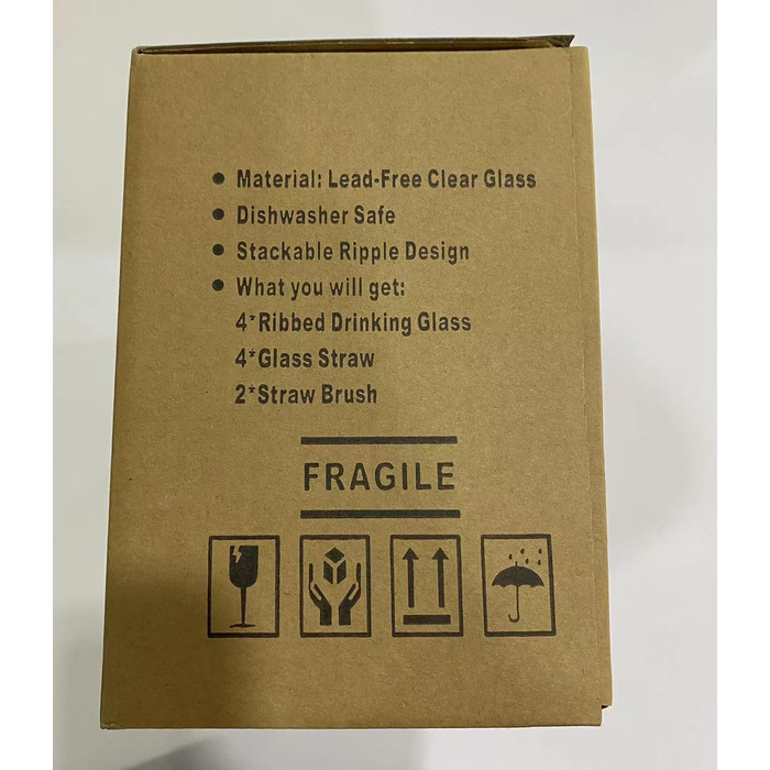 Набір рифлених келихів MUJUZE з соломинкою, 4 шт. окулярів з рифлом естетичний стек, набір окулярів Highball 310 мл, скляні чашки