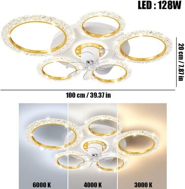 Вт світлодіодний стельовий світильник з регулюванням яскравості, стельовий вентилятор зі світлодіодним підсвічуванням, регульовано