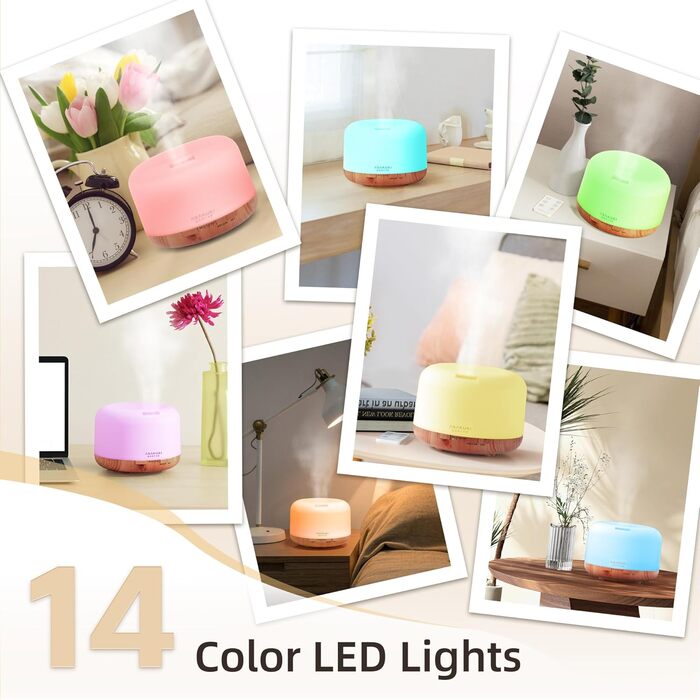 Ароматичний дифузор ASAKUKI 500 мл, ультразвуковий ароматерапевтичний дифузор для ефірних масел, зволожувач повітря з пультом дист