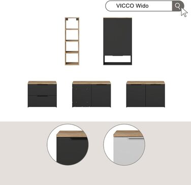 Комод Vicco Wido, полиця з дверцятами, білий/Сонома, 60 x 50 см з 2 шухлядами
