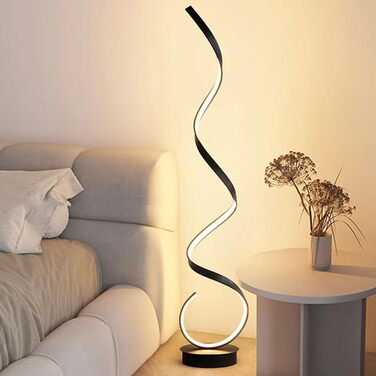 Сучасний світлодіодний торшер, креативний спіральний дизайн торшер з регулюванням яскравості, сучасний торшер для вітальні, спіральний торшер для спальні, вітальні, офісу або кабінету, 1,33 м (чорний)