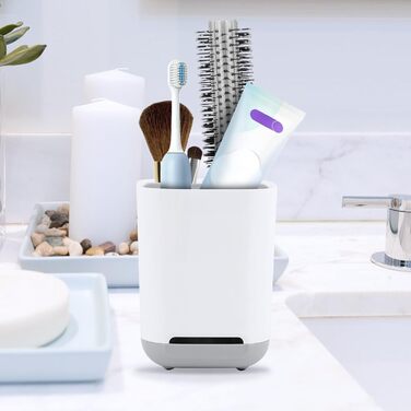 Тримач для зубних щіток, чашка для зубних щіток, знімний пластиковий тримач для зубних щіток, тримач для зубних щіток, тримач для електричних зубних щіток для ванної кімнати зі зливним отвором, 2 відділення для зубних щіток 1 слот для зберігання